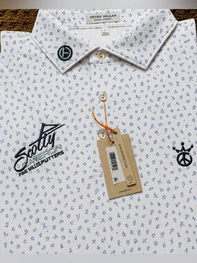 NWT SCOTTY CAMERON GALLERY Circle T  Golf Polo Goalie Soccer White Blue Tiff L